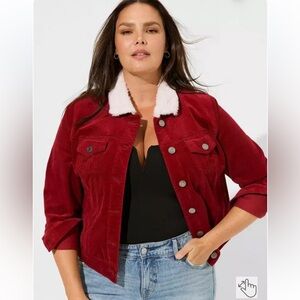 Torrid size 00x 10 M/L Corduroy Sherpa Collar Trucker Jacket